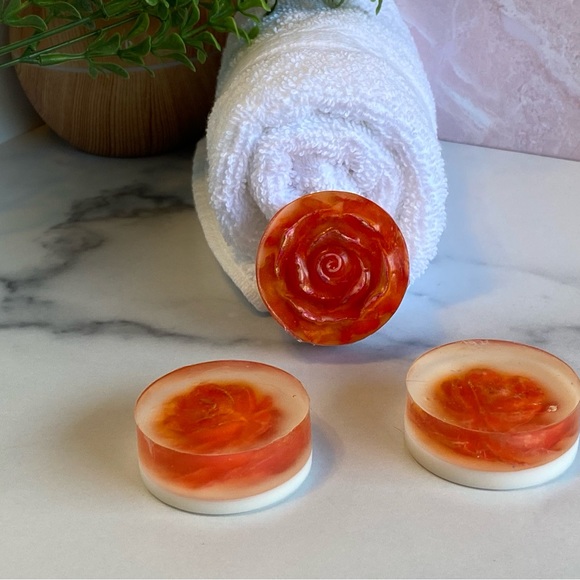 3 Bars Small Rose Round Soaps, Handmade ( PRICE IS FIRM ) - Picture 6 of 8